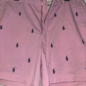 Ralph Lauren Pink All Over Shorts with Navy Polo Player Embroidery